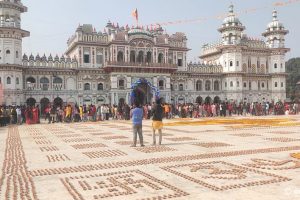 राममन्दिर प्राण प्रतिष्ठाको खुशियालीमा जानकी मन्दिरमा सवा लाख दीप बालिँदै